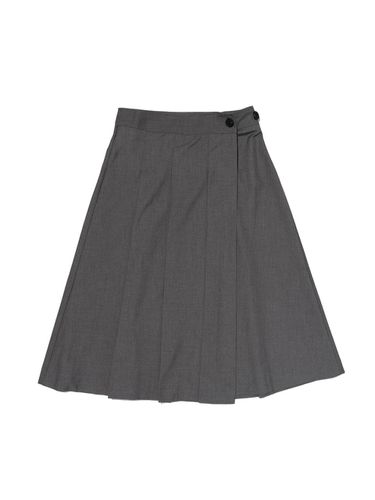 Preppy Pleats Wrap Midi Skirt (Gray) - CARGOBROS - Modalova