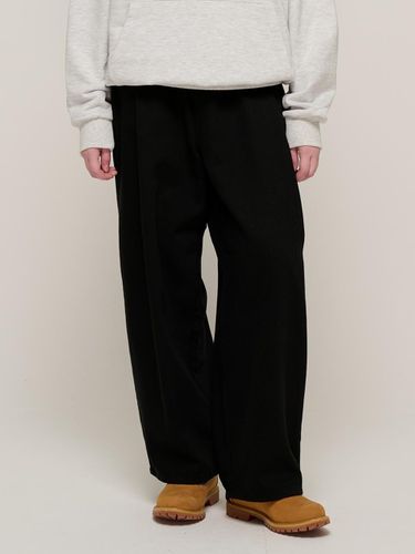 Relaxed Big Wide BANDING Cotton Pants (Black) - CARGOBROS - Modalova