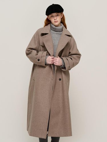 High-neck oversized long Balkan coat (beige) - CARGOBROS - Modalova