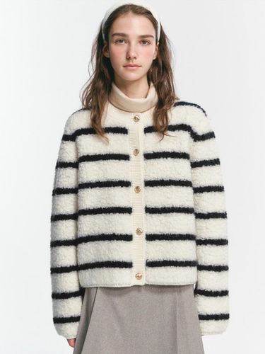 Wool Buccle Stripe Cardigan (MAEDKC07MWH) - marieclaire - Modalova