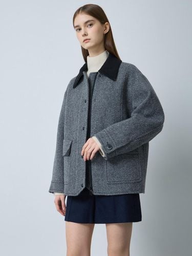 Color Block Herringbone Half Coat GR_C244MSG553 - CC collect - Modalova