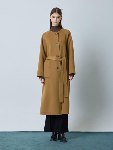 Camel Blend Collarless Long Coat CA_C244MSG536 - CC collect - Modalova