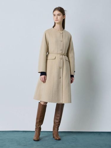 Collarless Belted Slim Long Coat BE_C244MSG535 - CC collect - Modalova