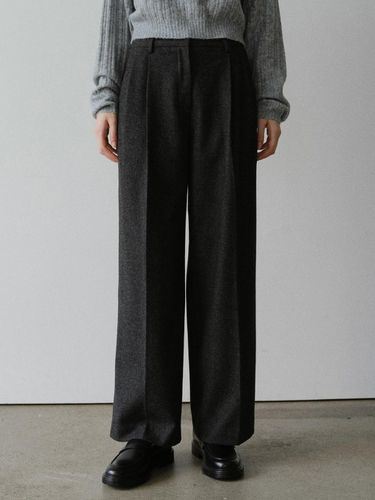 Wool twill wide slacks - URAGO - Modalova