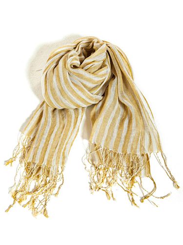 LINEN STRIPE YELLOW SCARF - J VINEYARD - Modalova