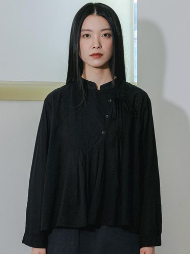 One Side String Black Blouse - J VINEYARD - Modalova