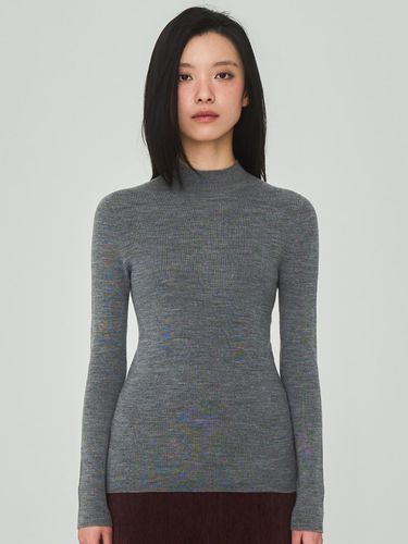 Half Turtleneck Ribbed Gray Knit - J VINEYARD - Modalova