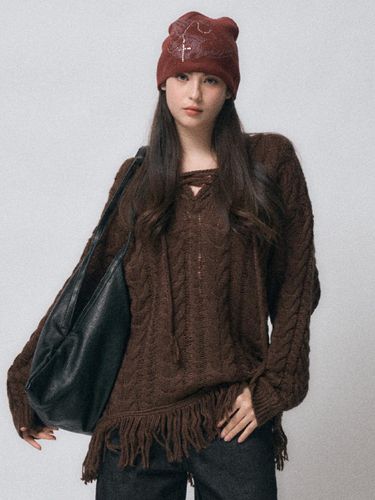 V tassel knit ops [brown] - MIDNIGHT MOVE - Modalova