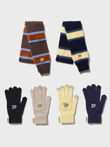 P LOGO STRIPE MUFFLER + GLOVE SET - PIECEMAKER - Modalova