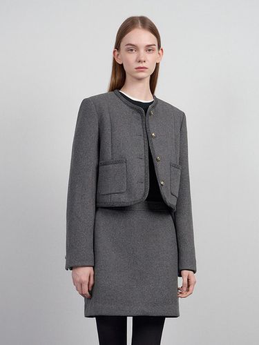 Wool blended binding round neck jacket_AWWJKO41730 - SISTINA - Modalova