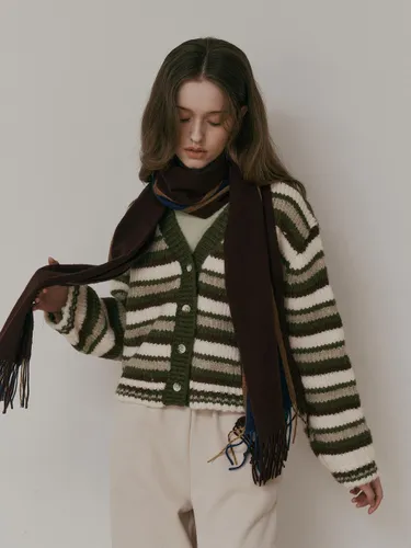 AR_Green striped knit cardigan - Aei&Rei - Modalova