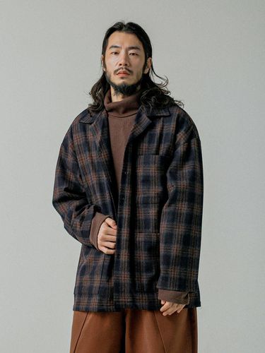 Clean Match Check shirt jacket Navy - RUGGED HOUSE - Modalova