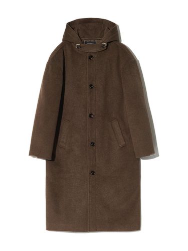 HAND STITCH HOODIE MAXI WOOL COAT (BROWN) - PIECEMAKER - Modalova