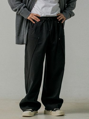 Detachable Pocket Wide Balloon Pants Black - RUGGED HOUSE - Modalova