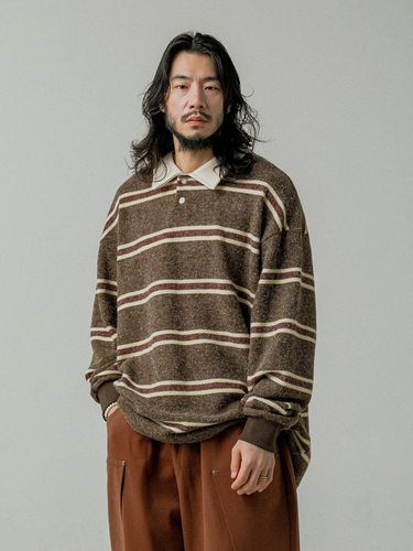 Rugby striped fleece Collar T-shirt Brown - RUGGED HOUSE - Modalova