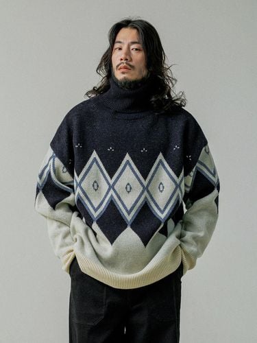 Argyle Ramswool Knitwear Turtleneck Navy - RUGGED HOUSE - Modalova