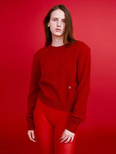 Padded Shoulder Crew Neck Pullover [Red] - MAISONMARAIS - Modalova