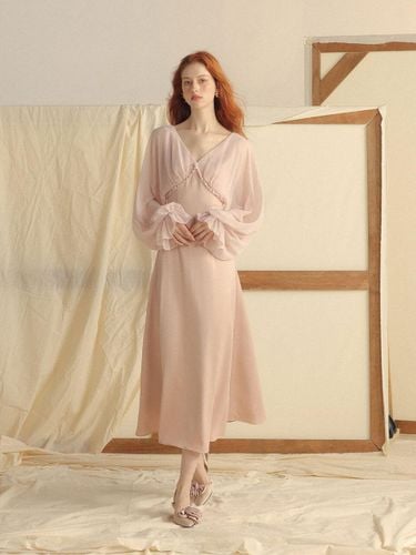 See-through Chiffon Long Dress [Light Pink] - Sincethen - Modalova