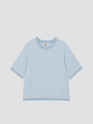 Cotton Blend Crew Neck Embroidered T-shirt [Light Blue] (UFJDCN21CN) - UNIT - Modalova