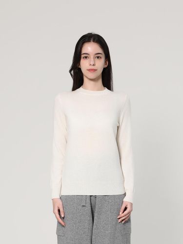 Cashmere Crew Neck Minimal Knit Pullover [Ivory] (UFJKCN410C) - UNIT - Modalova