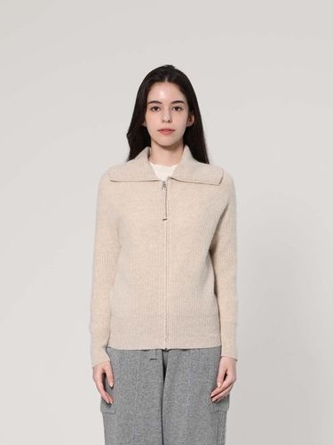 Cashmere Two-Way Zip-up Ribbed Knit Cardigan [Linen] (UFJKCA454C) - UNIT - Modalova