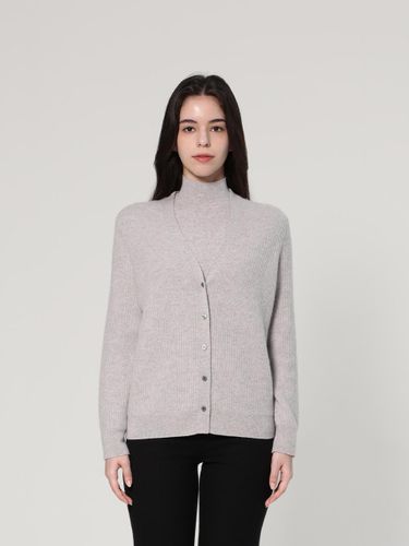 Cashmere V-neck Regular Rib Knit Cardigan [GREY] (UFJKCA457C-M) - UNIT - Modalova