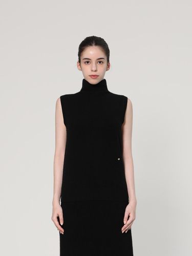 Cashmere Mock Neck Sleeveless Knit Vest [BLACK] (UFJKVE461C) - UNIT - Modalova