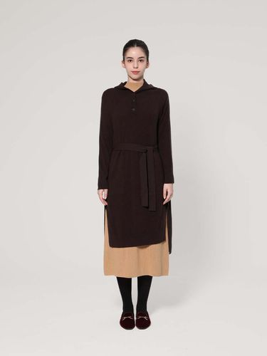 Cashmere Hooded Slit Belt Long Dress [Brown] (UFJKOP471C-D) - UNIT - Modalova