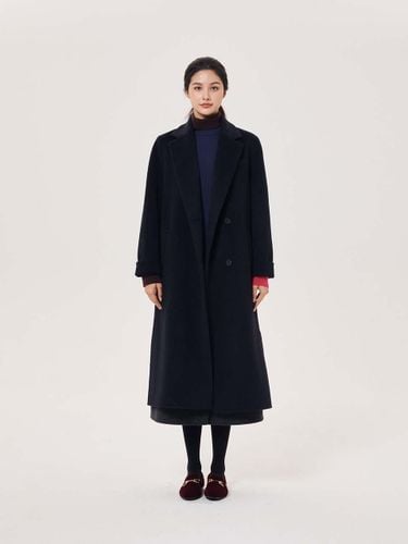 Handmade Semi-Double Wool-Blend Long Coat [Navy] (UFJWCO467N) - UNIT - Modalova