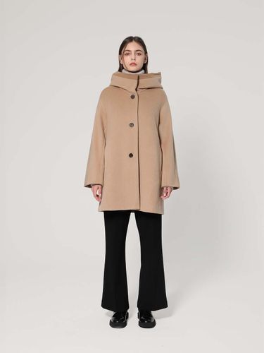 Overfit Hooded Wool Cashmere Half Coat [Beige] (UFJWCO460N-L) - UNIT - Modalova