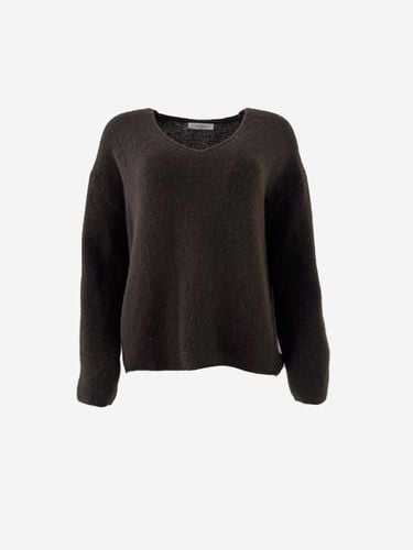 Fur Wool Loose Fit V-neck Knitwear [Brown] - LA KOSMO - Modalova