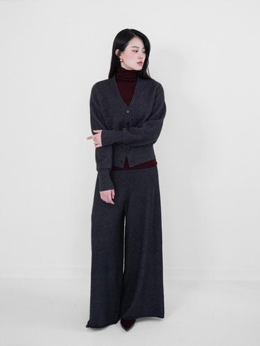 Fur Wool Wide Leg Pants [Charcoal] - LA KOSMO - Modalova