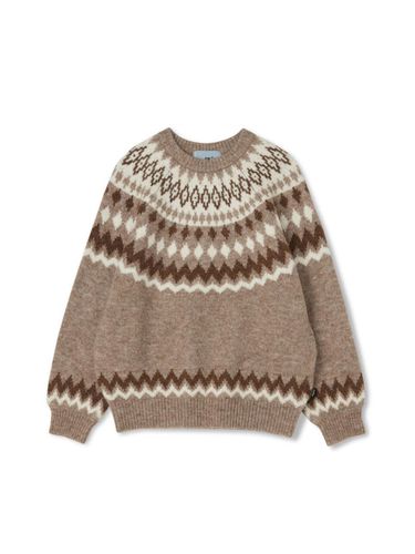 Wool Nordic Jacquard Loose-fit Crewneck Knit [Brown] - MARKM - Modalova