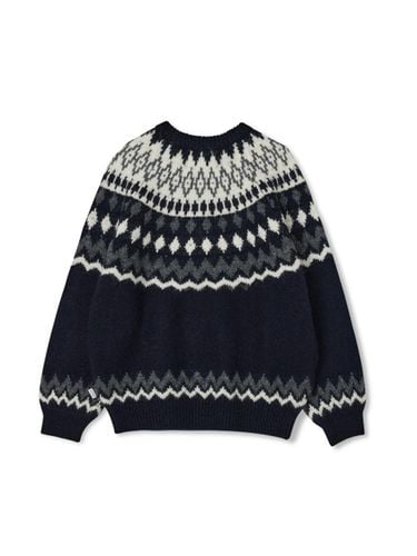 Wool Nordic Jacquard Loose Fit Crewneck Knit [Navy] - MARKM - Modalova