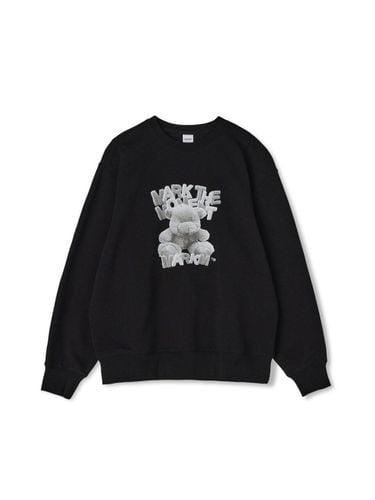 Loose Fit Teddy Bear Logo Crewneck Sweatshirt [Black] - MARKM - Modalova