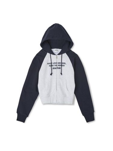 Slogan Raglan Loose Fit Hoodie [Navy] - MARKM - Modalova