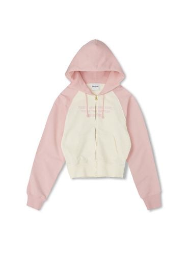 Slogan Raglan Loose Fit Hoodie [Pink] - MARKM - Modalova