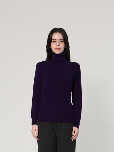 Cashmere Turtleneck Ribbed Pullover [Purple] (UFJKTN440C) - UNIT - Modalova