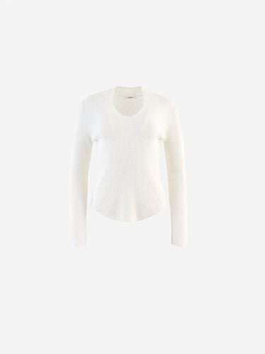 Fur Slim V-neck Knitwear [Ivory] - LA KOSMO - Modalova