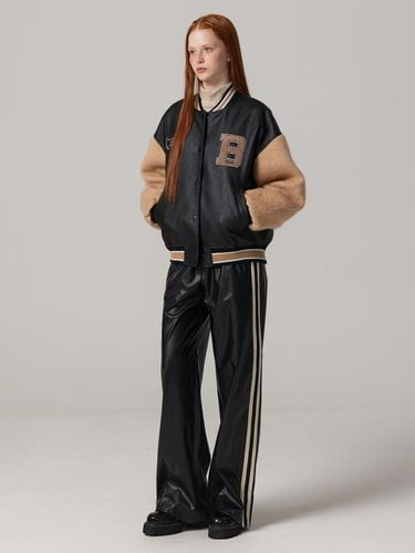 Faux Leather Wide Track Pants (BODPT921F) - bensherman - Modalova