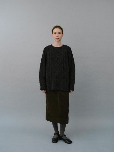 Cable Knit Wool Relaxed Sweater [Charcoal] - HESS - Modalova