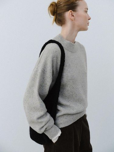 Nep Wool Oversized Drop Shoulder Knit [Melange Gray] - HESS - Modalova