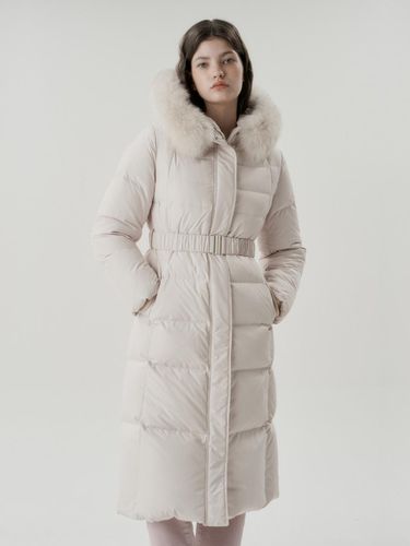 Hooded Fur Belted Long Down Padded Jumper (DP4WM802) - COIINCOS - Modalova