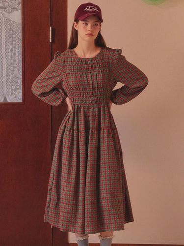 Tartan Check Smocked Long Dress (TJOAI7504) - VIKI - Modalova