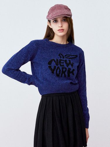 New York Chenille Cropped Sweater [Navy] - koolkitten - Modalova