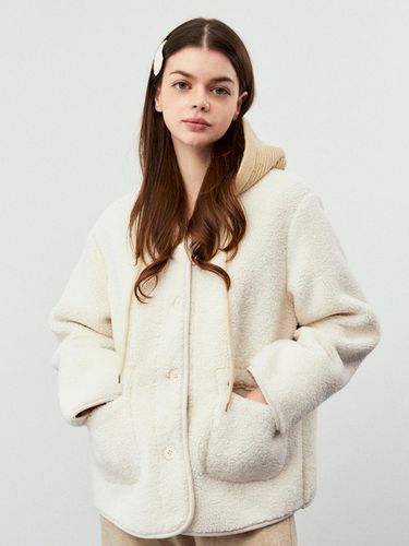 Fleece Knitted Sherpa Hoodie Jacket [Beige] - koolkitten - Modalova