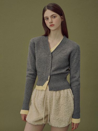 Layered Color Block Wide Ribbed Cardigan - TWEE - Modalova