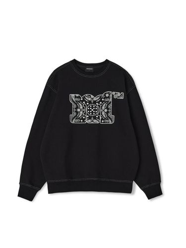 Kitten Paisley Cotton-Polyester Loose Fit Sweatshirt [Black] - MARKM - Modalova