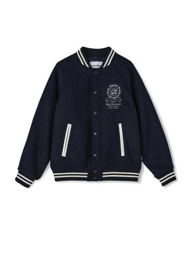 Wool Blend Varsity Relaxed Fit Jacket [Navy] - MARKM - Modalova