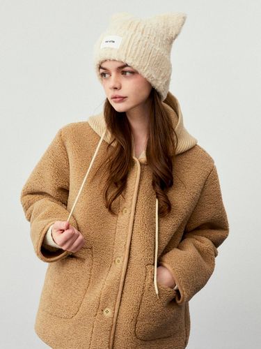 Fleece Knitted Cozy Hoodie Jacket [CAMEL] - koolkitten - Modalova